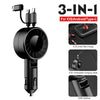 3-in-1 Retractable Car Charger – Fast Charging Cable for iOS, Android & Type-C