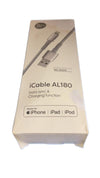 5.9ft Arctic Silver Nylon Braided USB to Lightning Cable