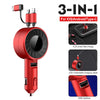 3-in-1 Retractable Car Charger – Fast Charging Cable for iOS, Android & Type-C