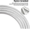 5.9ft Arctic Silver Nylon Braided USB to Lightning Cable