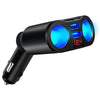 12V/24V Dual USB Car Splitter – QC3.0 Charger & LED Voltmeter Power Socket