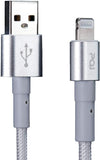 5.9ft Arctic Silver Nylon Braided USB to Lightning Cable
